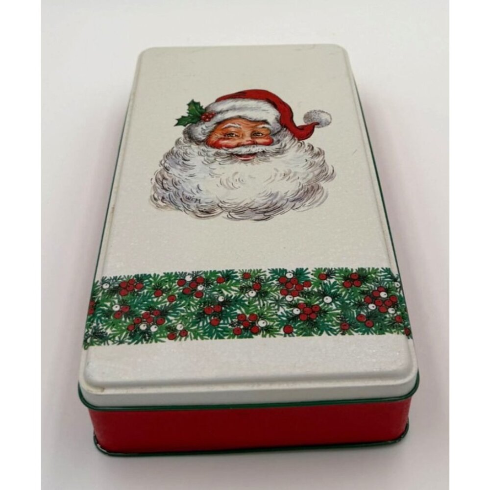 Vintage 1988 Potpourri Press Santa Claus Tin 16 Matching Holiday Napkins Christm